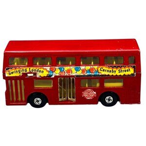 70s Matchbox Red Double Decker Bus Metal Toy Model The Londoner Swinging Carnaby